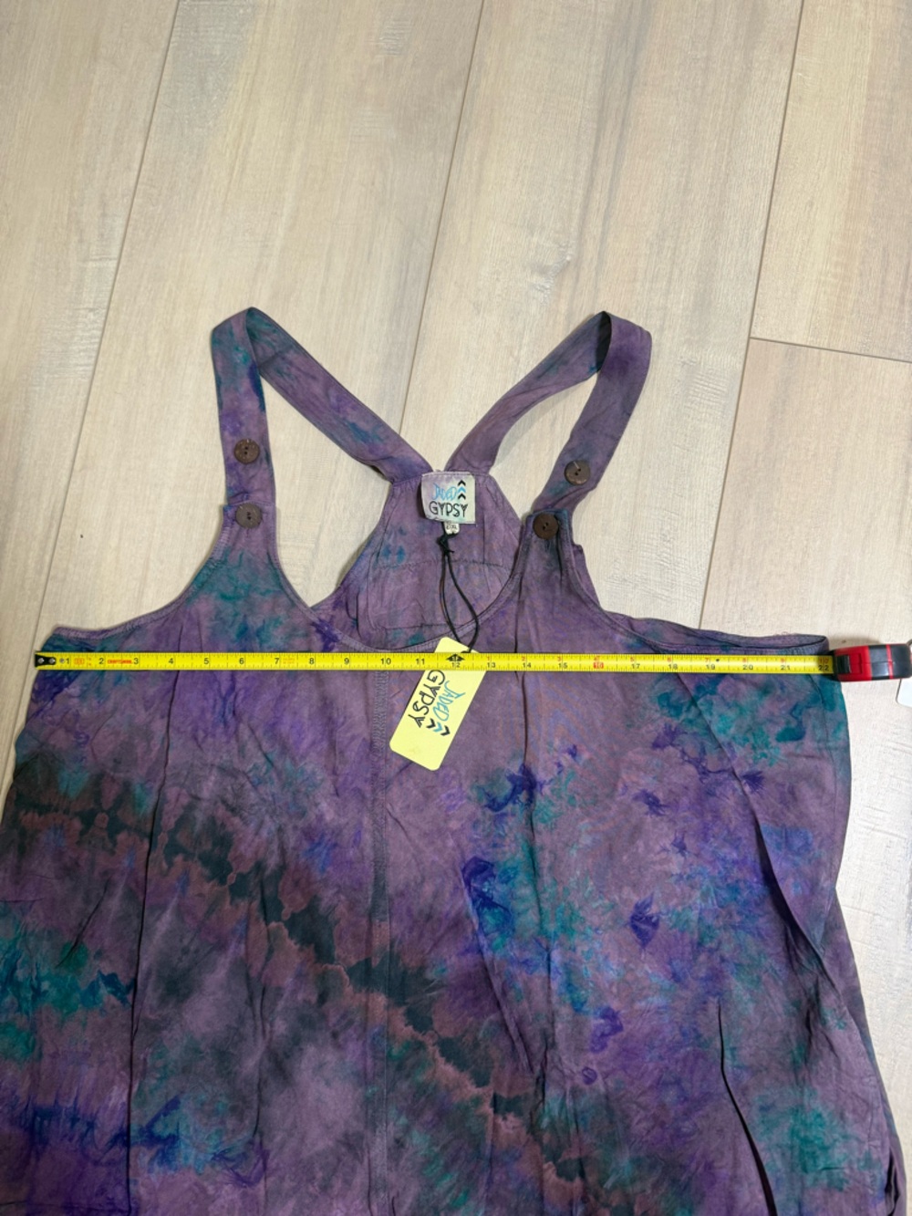 Jaded Gypsy Sleeveless Purple Tie-Dye Wide-Leg Jumpsuit with Pockets - Picture 7 of 8